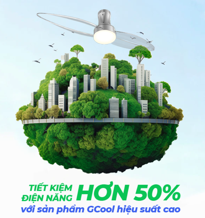 quạt trần gcool tiết kiệm điện năng hơn 50%